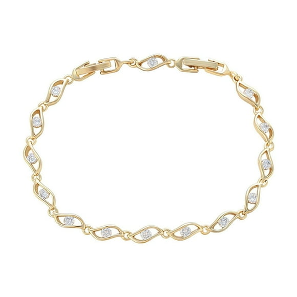 Hermosa Pulsera Ajustable Rombos Swarovski Oro 14k Lam Dama dorado Unitalla