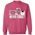 thumbnail image 2 of OXI Crewneck Sweatshirt - Never Forget, Basic Casual Sweatshirts for Men's and Women Fleece Sweatshirt Long Sleeve - Safety Pink Large, 2 of 2