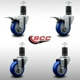 thumbnail image 2 of 3.5 Inch SS Blue Poly Swivel 1-5/8 Inch Expanding Stem Caster Set 2 Brakes, 2 of 2