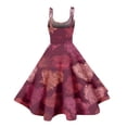 thumbnail image 5 of Valentines Dresses for Women Heart Printed Mini Dress Fit and Flare Sleeveless Wedding Guest Dresses Wine L, 5 of 5