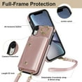 thumbnail image 6 of Allytechgroup Wallet Case for Apple iPhone XR, RFID Blocking Crossbody Shoulder Strap Hand Wrist Cards Holder Ring Stand Bumper Drop Protection Phone Case for Girls Women, Rosegold, 6 of 9