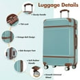 thumbnail image 3 of Hardshell Luggage Sets 3 Piece with Telescopic Handle, 24" Lightweight Suitcase with Double Spinner Wheels and Lock, Vintage Luggage for Travel, Green, 3 of 9