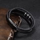 thumbnail image 3 of Pulsera de cuero negro para hombre - Regalo hombre 22,5cm brillar Electrónica, 3 of 4