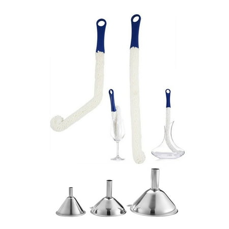 

Cleaning Brush - 2 Flexible Scourer & 3Pcs Multifunctional Stainless Steel Funnel