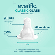Evenflo Classic BPA-Free Glass Baby Bottles - 8 Fl oz, Clear, 3ct