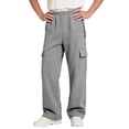 thumbnail image 3 of TKKCS Boys Cargo Sweatpants Loose Outdoor Casual Elastic Waist Straight Leg Open Bottom Pants with Zipper Pockets Gray 5-6Years, 3 of 8