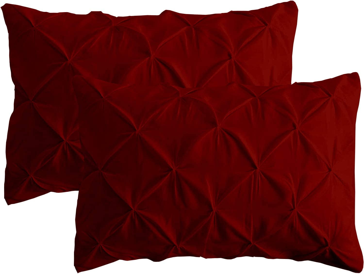 Cotton Metrics Heavy Quality King Pillow Sham Set of 2 Burgundy Pinch Pleated Pillow Shams 600TC