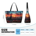 thumbnail image 5 of KLL Cat Watching City Sunset Print Large Beach Tote Bag Women Waterproof Sandproof Zipper Beach Tote Bag for Pool Gym Grocery Travel with Wet Pocket, 5 of 7