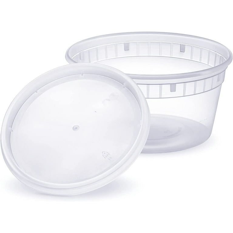 8 oz. Plastic Microwaveable Deli Freezer Container w/Lid 12 Pack -100% BPA  Free!