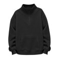 thumbnail image 5 of Kids Girls Sweatshirt Long Sleeve Black Round Neck Quarter Zipper Sweatshirt Winter Outfit Girls Sweatshirts Size 5-14 Years, 5 of 5