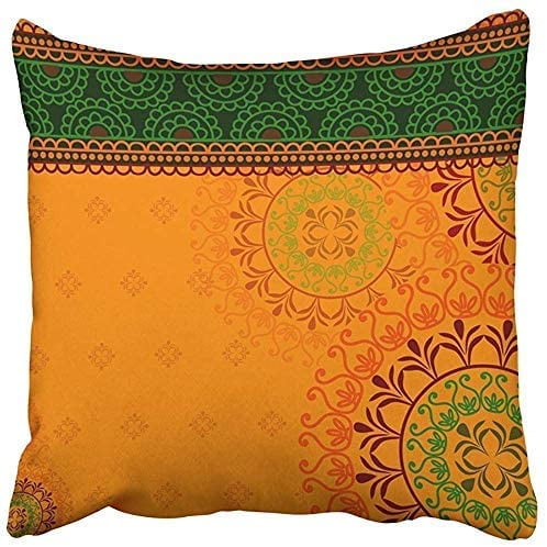 Tuydeen Fashion Funny Throw Pillow Indian Henna Inspired Colourful  Elaborate and Easily Bollywood India Moroccan Border Africa Eid Cushion  Pillowcase | Walmart Canada