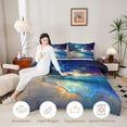 thumbnail image 3 of Manfei Cartoon Ocean Waves Queen Comforter Set,Pretty Sunset Glow Comforter Sets Queen,Multicolor,Black Reversible,3-Piece,1 Comforter and 2 Pillowcases, 3 of 8