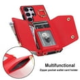 thumbnail image 4 of Allytechgroup Wallet Case for Samsung Galaxy S21 Ultra, RFID Blocking Crossbody Shoulder Strap Hand Wrist Cards Holder Ring Stand Bumper Drop Protection Phone Case for Girls Women, Red, 4 of 9