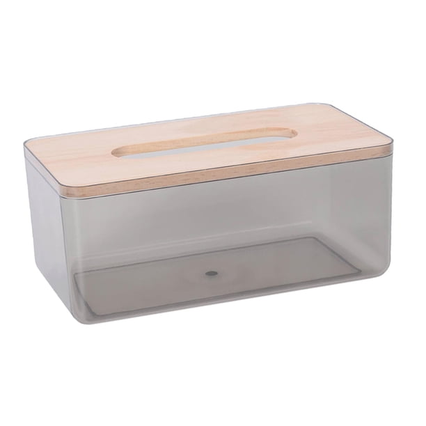 Caja de pañuelos rectangular con tapa, contenedor de pañuelos, dispensador de pañuelos para restaurante Negro L
