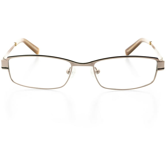 Womens Optical Eyewear - Rectangle Shape, Metal Full Rim, Copper Gunmetal