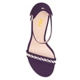 thumbnail image 3 of FSJ Women Elegant Pearls Single Strap Crystal Block Heels Sandals Round Open Toe Ankle Buckle Strap Sandals Sexy Wedding Evening Shoes Size 12 Purple, 3 of 5