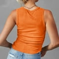 thumbnail image 3 of Wenyuyu Women's Ribbed Tank Tops Trendy 2024 Side Ruched Crewneck Solid Blouses Casual Slim Fit Sleeveless T-Shirts, 3 of 7