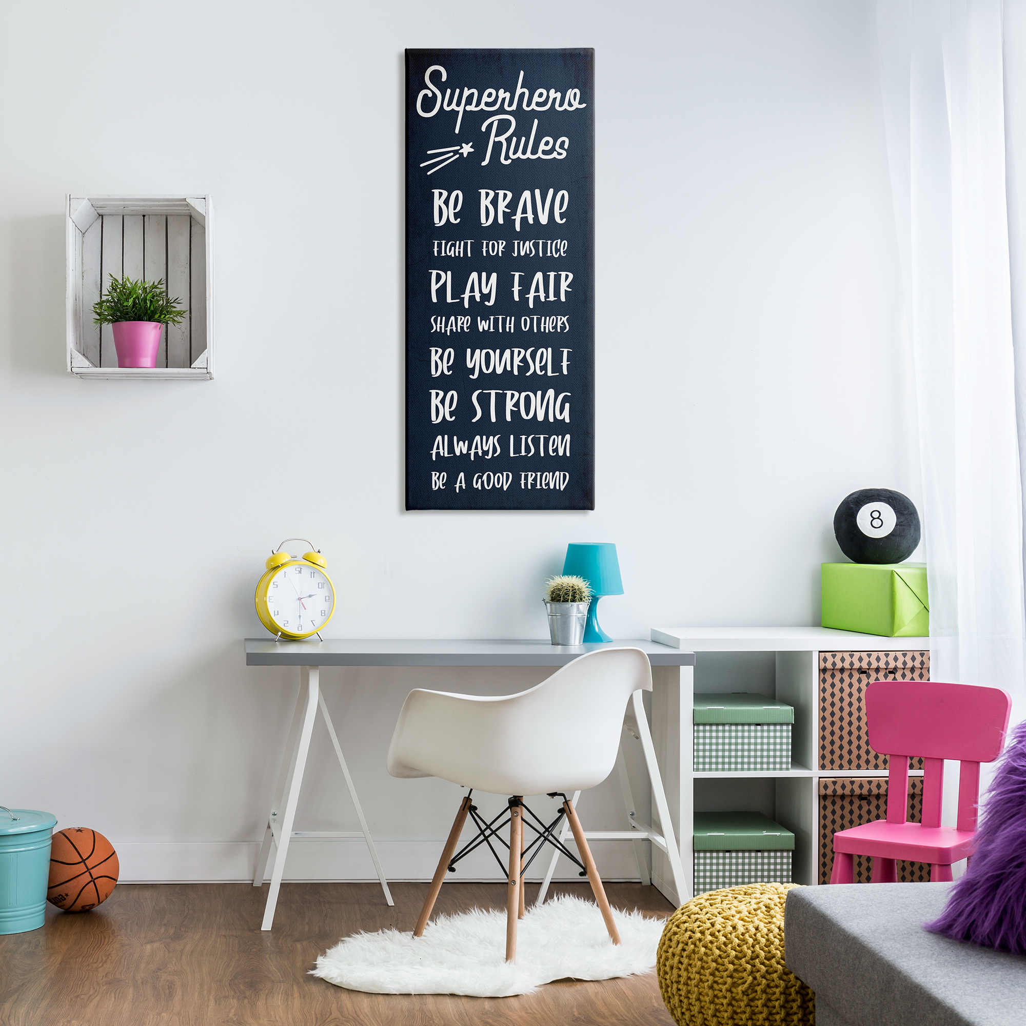 Stupell Industries Brave Superhero Rules Kid's Blue Motivational List, 20 x 48, Designed by Daphne Polselli