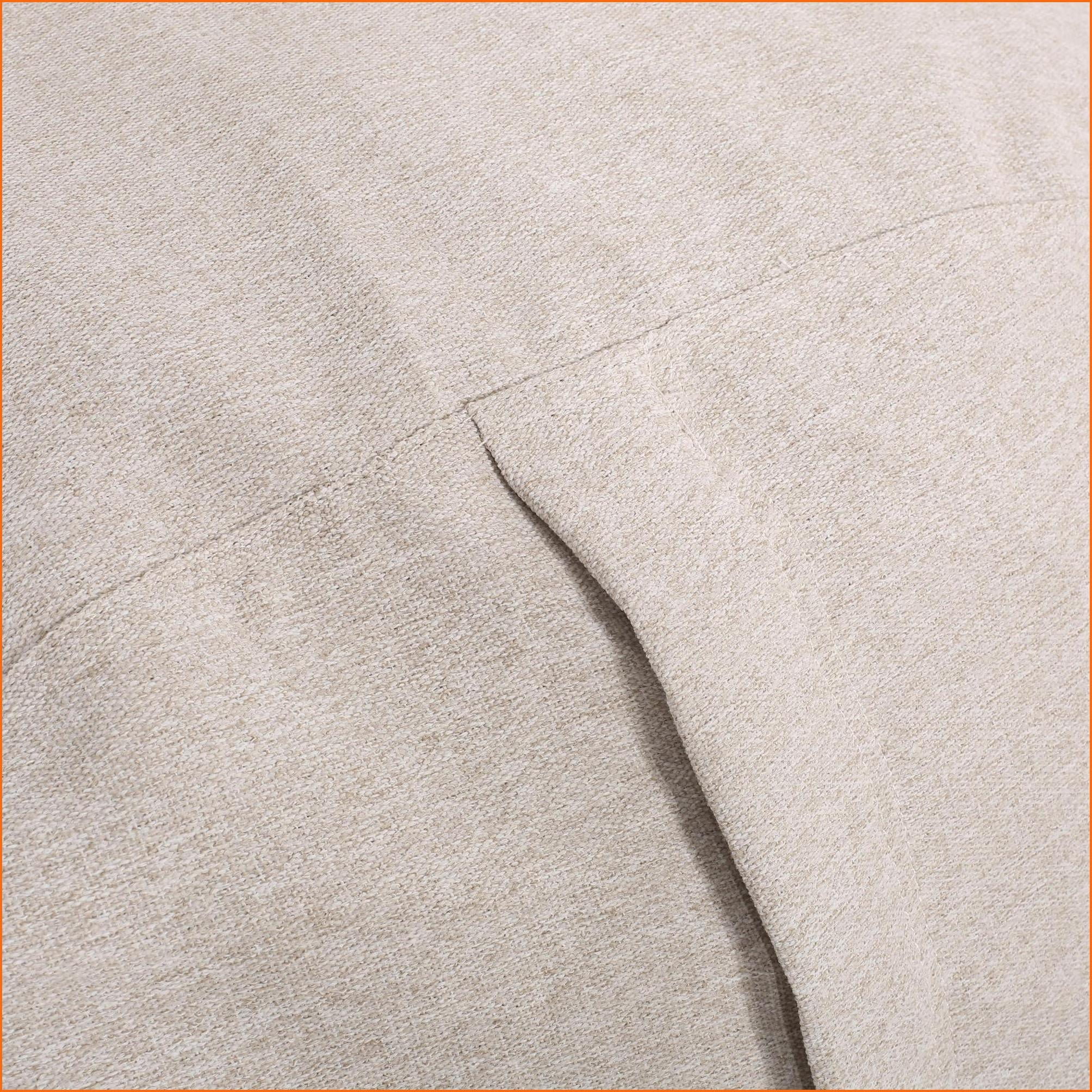 6.5ft Cylindrical Bean Bag Chair for Adults – Natural with Light Brown Stripes | Elongated | Fabric