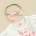 thumbnail image 5 of Bagilaanoe Newborn Easter Outfits Baby Girl Rompers Dress Print Long Sleeve Bodysuits + Headband 3M 6M 12M 18M 24M Infant Patchwork A-line Dresses, 5 of 7