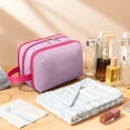 thumbnail image 4 of Travel Toiletry Storage Bag with Double Zipper, Waterproof Polyester, 25x15x10 cm, Navy Blue/Red/Purple/Blue, Multi-Compartment Travel Makeup Organizer, 4 of 6