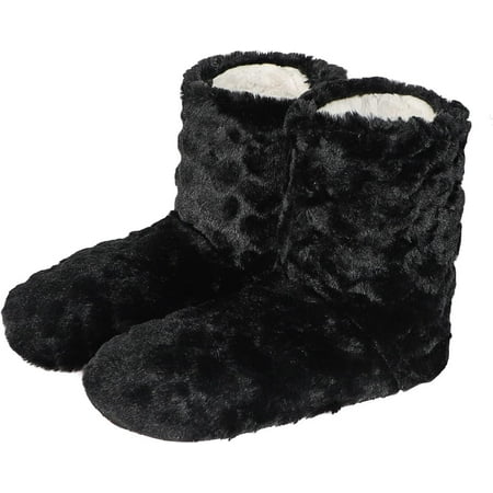 

JISBEIFHA Unisex Plush Bootie Slippers Winter Warm Furry Slipper Fleece-lined Floor Socks Non-Slip House Shoes Bedroom BootsA4370