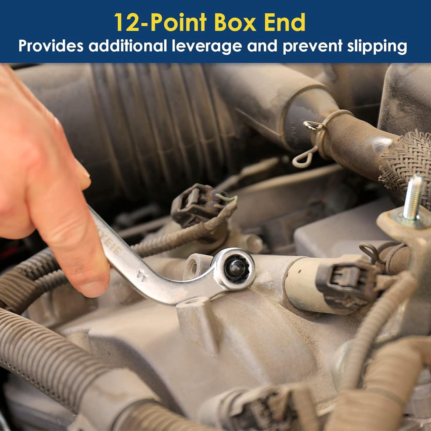 S-Type Box End Wrench Set, Metric, 5-Piece, 10x11mm to 18x19mm, CR-V Steel, with Rolling Pouch