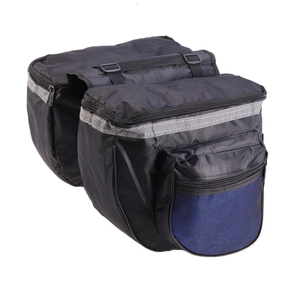 unbranded Double Side Rear Back Bag Waterproof Mountain and Road Bike Tail Seat Bag(Black Blue, Double Packings without Label)