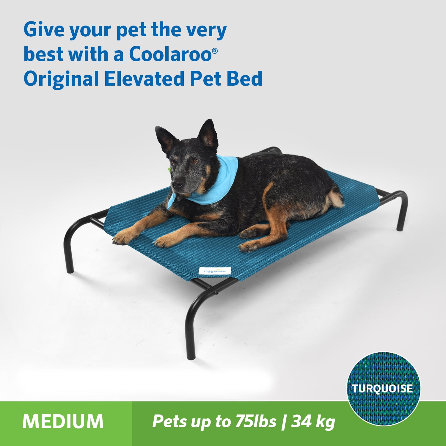 The Original Coolaroo Elevated Pet Dog Bed Replacement Cover, Medium, Turquoise