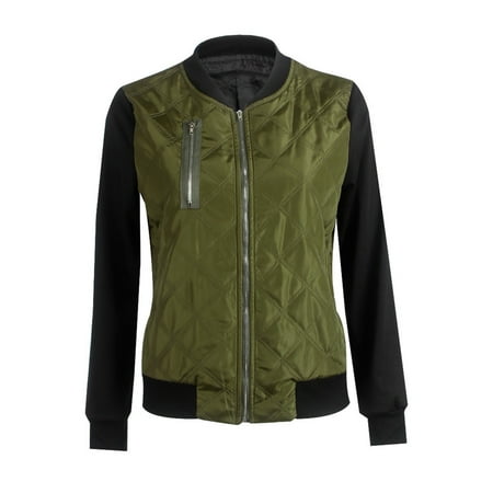 

Trench Coats for Women Winter Jackets for Women Trendy Woman Long Sleeve T-Shirt Autumn Patchwork Blouse Jacket Zipper Coat Tops Long Cardigans for Women on Sales Bomber Jacket Women Army Green S