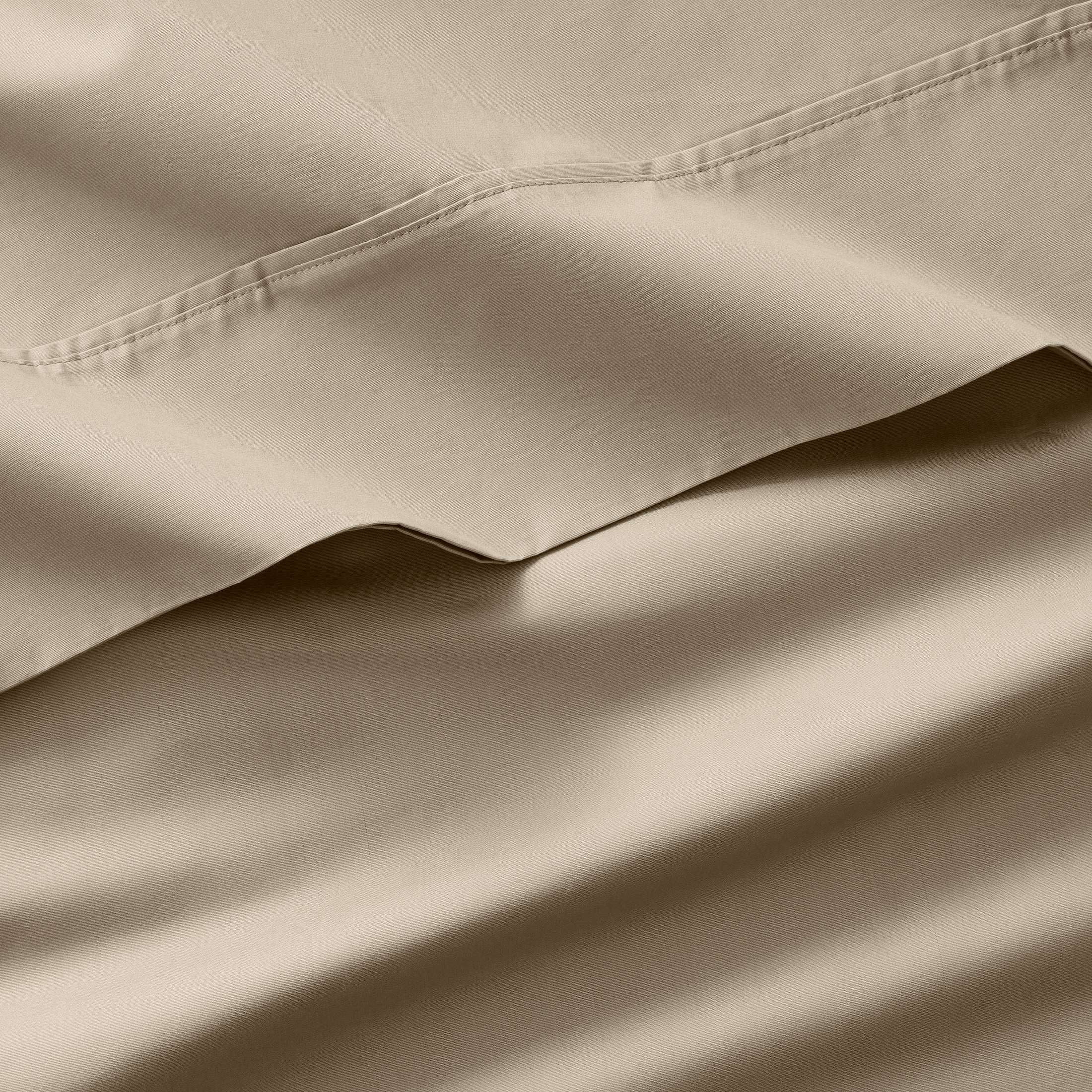 Better Homes & Gardens 300 Thread Count 3-Piece Cotton Percale Almond Biscuit Bed Sheet Set, Twin