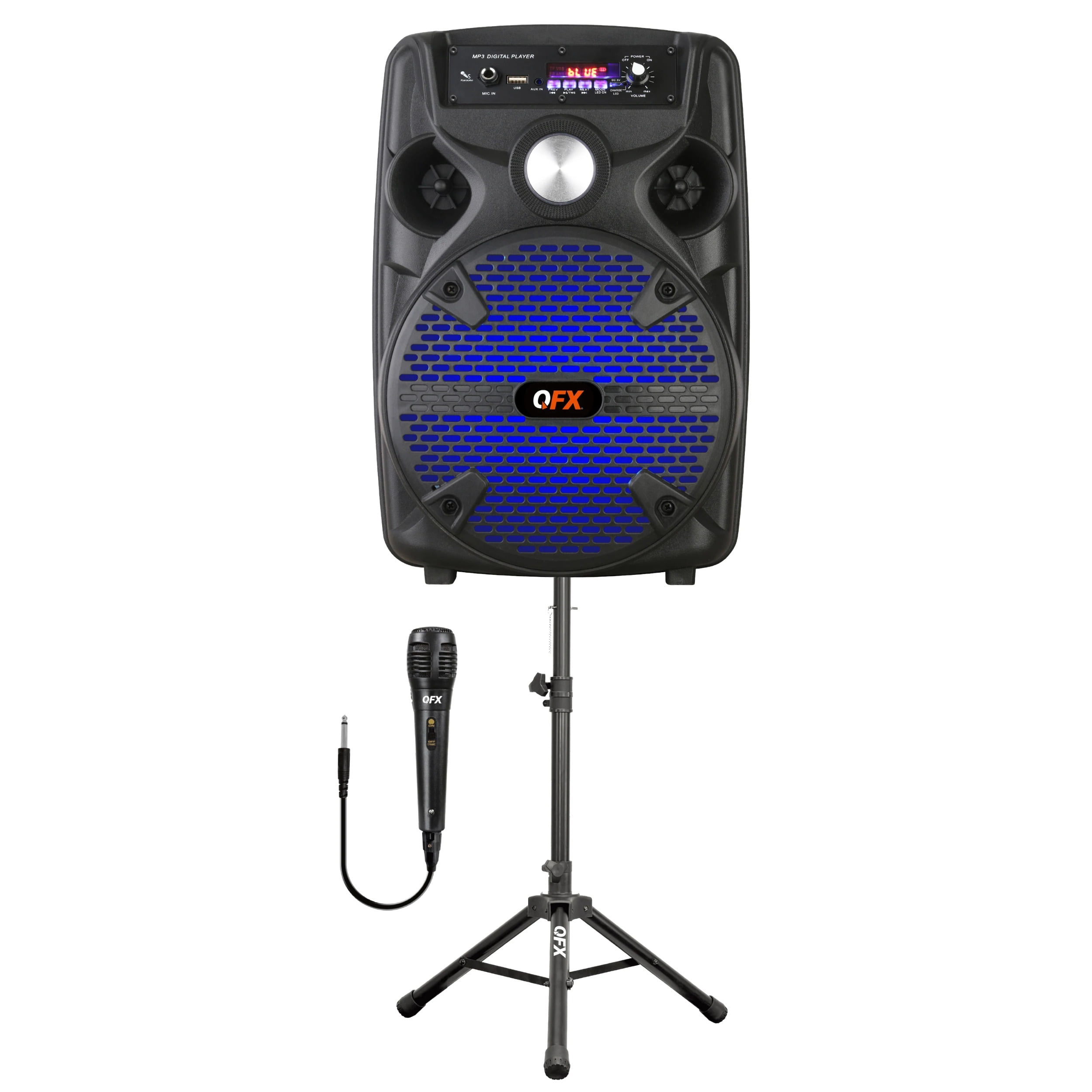 QFX BT89 Bluetooth TWS Portable Speaker 8 Rechargeable Includes Stand