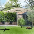 thumbnail image 2 of 10FT Patio Offset Lighted Hanging Cantilever Umbrella for Backyard, Waterproof UV Protection Outdoor Umbrella for Poolside, Garden and Lawn, Beige, 2 of 7