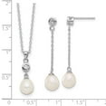 thumbnail image 2 of 925 Sterling Silver Rhodium Plated 7-8mm Fwc Pearl Cubic Zirconia 17inch Necklace Earrings Set Jewelry Set for Women, 2 of 2