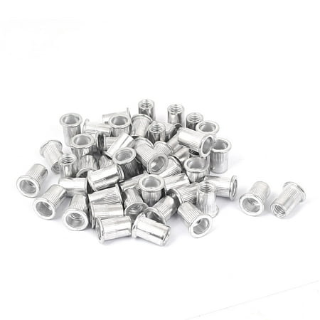 M10 Aluminum Flat Head Rivet Nut Insert Nutsert Silver Tone 50pcs ...