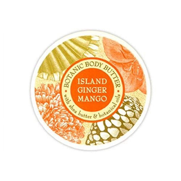 Greenwich Bay Trading Company Botanic Body Butter con manteca de karité y manteca de cacao, 8 oz (mango de jengibre isla)