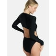 thumbnail image 3 of No Boundaries Kona Crush Cutout One-Piece Swimsuit with Long Sleeves, Women's XXS-XXL, 3 of 4