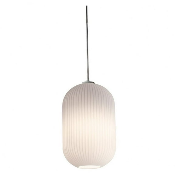 AFX Callie 5-inch White Pendant, Frosted Ribbed White Glass Shade