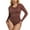Brown, variant on Tummy Control Thong Bodysuit Long Sleeve Shapewear for Women 2024 Shirt Tops