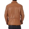 thumbnail image 2 of Men's Genuine Tan Lambskin Leather Jacket Slim fit Biker Motorcycle jacket A460, 2 of 3
