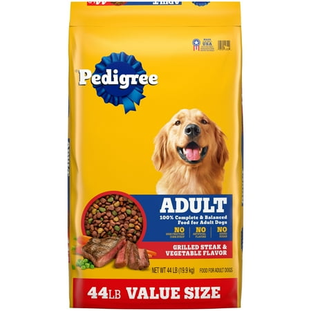 Pedigree Complete Nutrition Grilled Steak & Vegetable Flavor Dry Dog Food, 44 Lb Bag