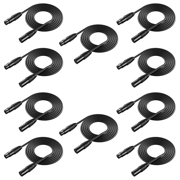 NEEWER Pack Méga Valeur 10 en 1 avec Câble de Lumière de Scène XLR de 6,5 Pieds / 2 Mètres, Connecteur XLR Mâle à Femelle à 3 Broches pour Déplacer la Lumière Principale
