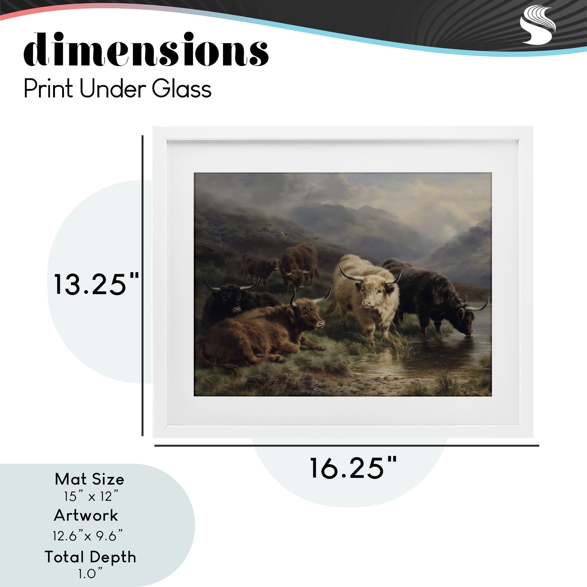 Stupell Industries Highland Cows Beside Misty Loch White Framed Print Under Glass, design by Arlington Prints