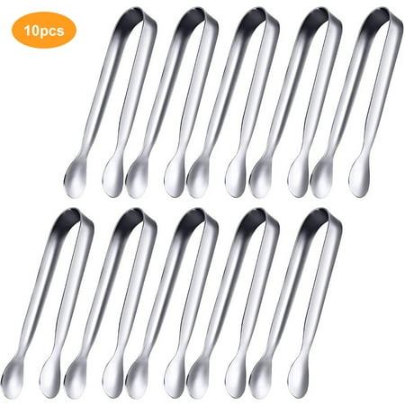 

10PCS Stainless Steel Sugar Tongs Set Ice Cube Pliers Mini Serving Tongs