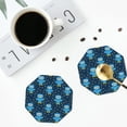 thumbnail image 4 of Vsdgher Blue Owl Print Leather Coasters for Drinks, Durable Drink Coasters 4 Set for Tabletop Protection, Luxurious Home Décor and Housewarming Gift-Octagon, 4 of 6
