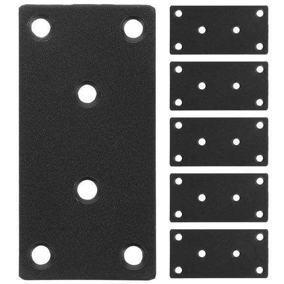Hemoton 6 Sets Heavy Duty Black Metal Mending Plates For Wood Furniture Straight Flat Brackets With Screws For Reliable Fixing And Reinforcement