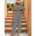 thumbnail image 5 of Women Striped Pleated Jumpsuits Dressy Summer Suspender Wide Leg Pants Rompers Overalls Black XL, 5 of 7