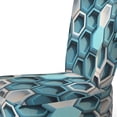 thumbnail image 4 of Designart "Cerulean Geometry Blend" Blue Honeycomb Upholstered Accent Chair - Modern Arm Chair For Living Room, 4 of 5