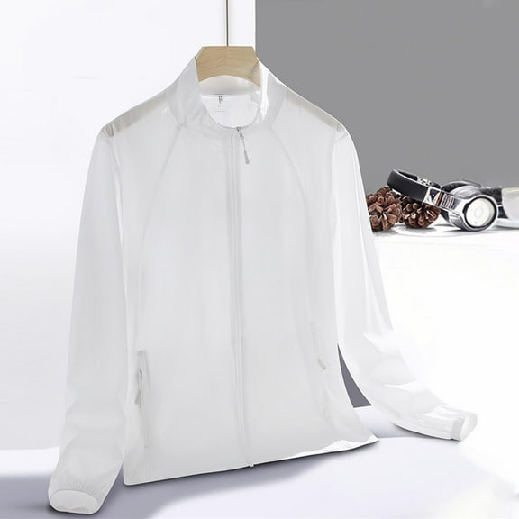 Men's Jackets Clearance Zipper Up Big and Tall 5XL Casual Solid Sports Long Sleeve Zipper Sun-proof High Elastic Coat