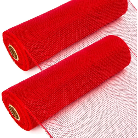 2 Rolls Burgundy Mesh Ribbon, 10 inch x 30 feet(10Yard) Per Roll,Use for Wreath Swags and Christmas Tree Decoration (Non-Metallic)